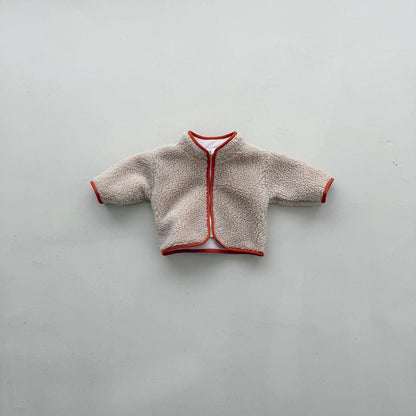 Toddler FW26 Sherpa Mock Neck Zip-Up Jacket (4m-6y) - Light Blue/White