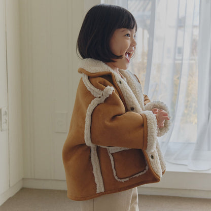 Kids W25 Faux Suede Shearling Reversible Jacket (1-6y) - Camel