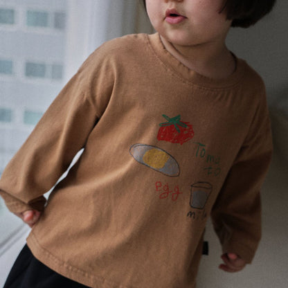 Toddler F26 Tomato Egg Milk Print Long Sleeve Top (6m-6y) - 2 Colors
