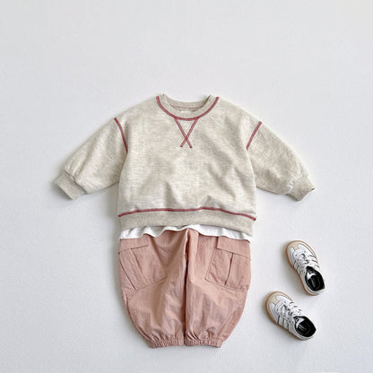 Toddler F25 Stitch Detail Long Sleeve Top and Shorts Set (1-6y) - 3 Colors - AT NOON STORE