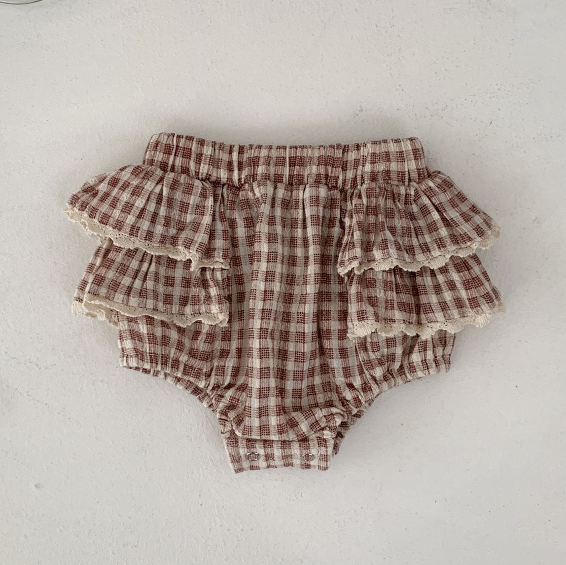 Baby S25 Lace Detail Plaid Bloomer Shorts (3-18m) - 2 Colors