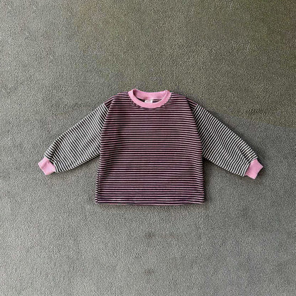Toddler W26 Stripe Long Sleeve Top (2-6y) - Charcoal