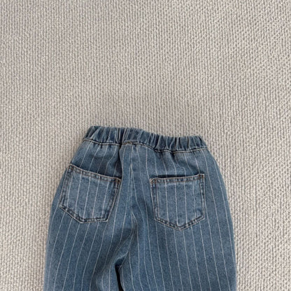 Baby Bella S25 Stripe Pull On Denim Pants (6m-3y) - Denim - AT NOON STORE