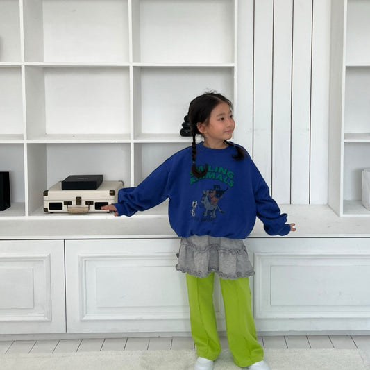 Kids SP26 SMILING ANIMAL Print Long Sleeve Sweatshirts (2-7y) - 2 Colors