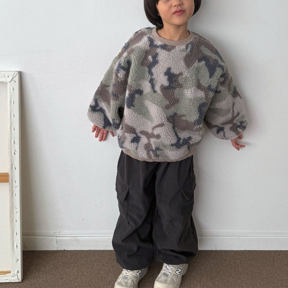 Toddler W25 Camo Sherpa Long Sleeve Sweatshirt (3-8y) - Olive Camo