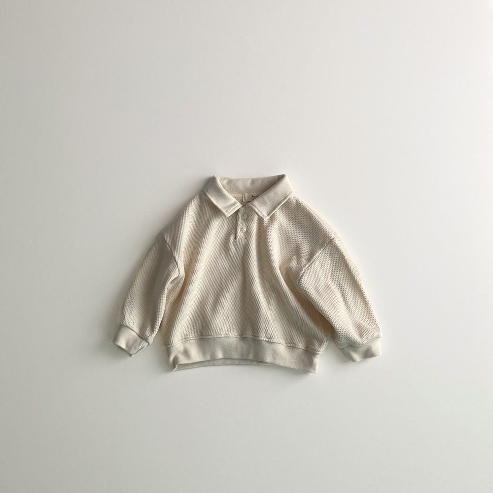 Toddler F25 Textured Collared Long Sleeve Sweatshirt (1-6y) - 3 Colors - AT NOON STORE