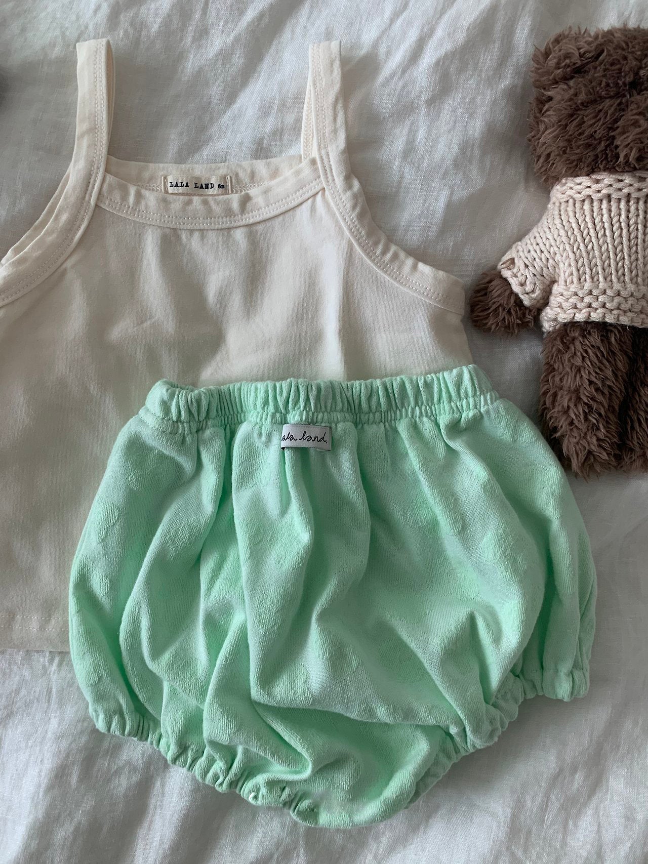 Baby Land SS26 Floral Jacquard Terry Bloomer  (4m-18m) - Light Green