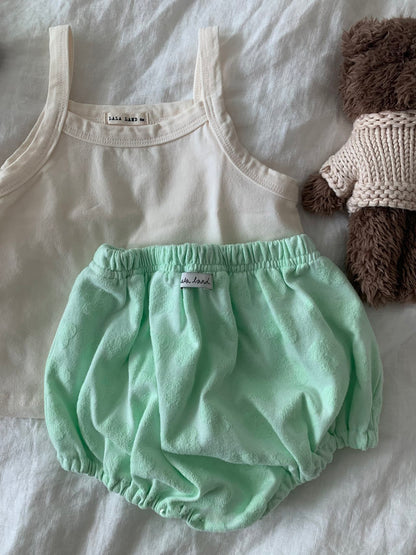 Baby Land SS26 Floral Jacquard Terry Bloomer  (4m-18m) - Light Green