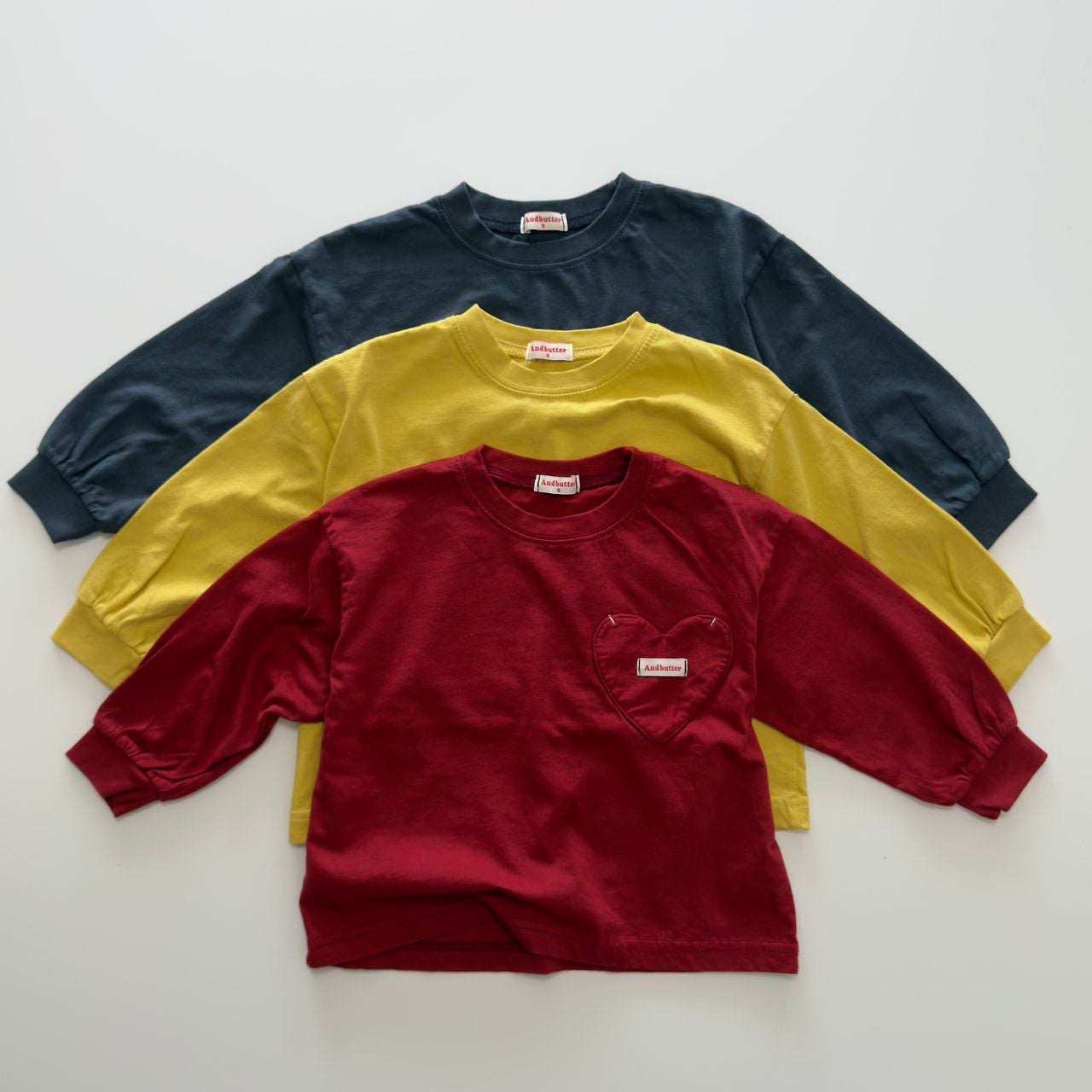 Toddler F26 Heart Pocket Long Sleeve Top (3-10y) - 3 Colors