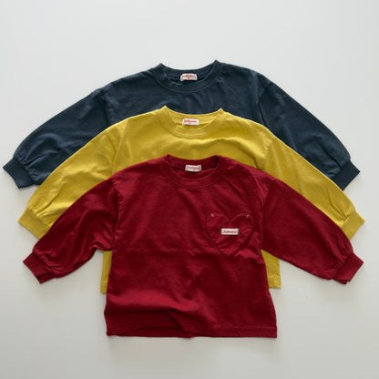 Toddler F26 Heart Pocket Long Sleeve Top (3-10y) - 3 Colors
