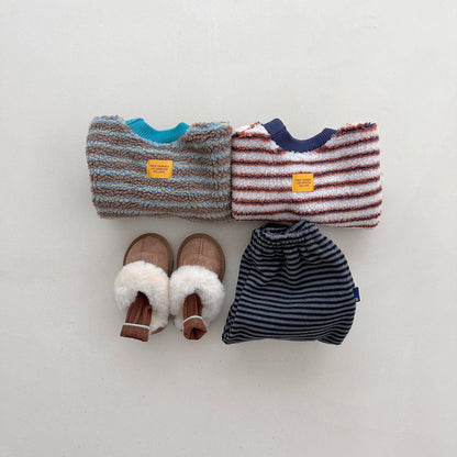 Baby Toddler FW26 Fleece Stripe Jogger Pants (4m-6y) - 2 Colors