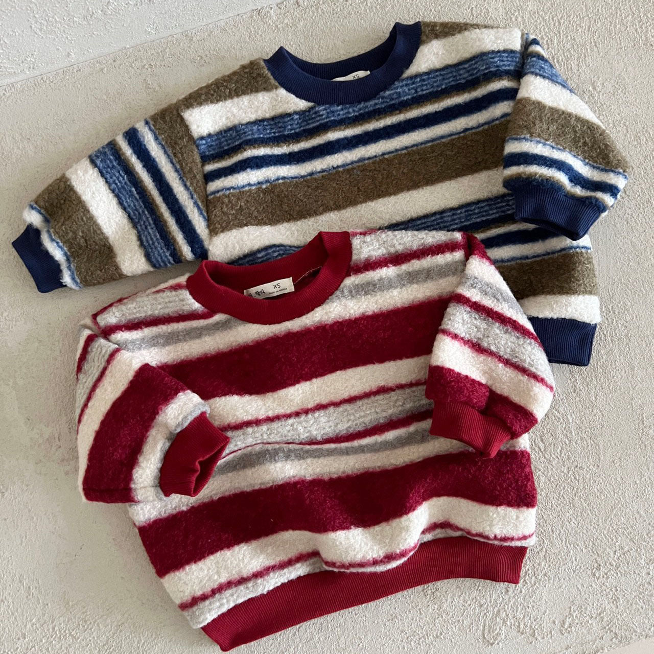 Toddler Lala FW25 Fluffy Stripe Sweatshirt (1-6y) - 2 Colors - AT NOON STORE