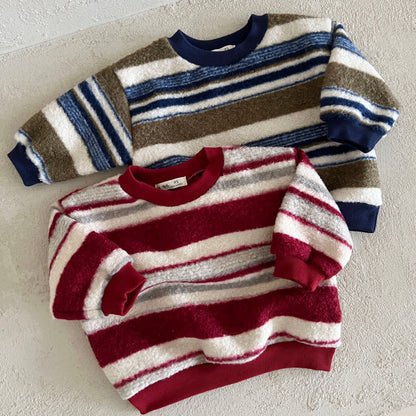 Toddler Lala FW25 Fluffy Stripe Sweatshirt (1-6y) - 2 Colors - AT NOON STORE