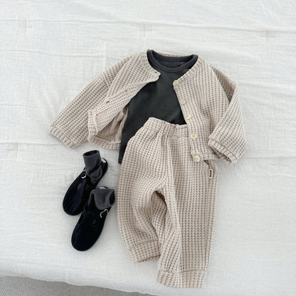 Toddler SP26 Chunky Waffle Jogger Pants (10m-4y) - Beige - AT NOON STORE