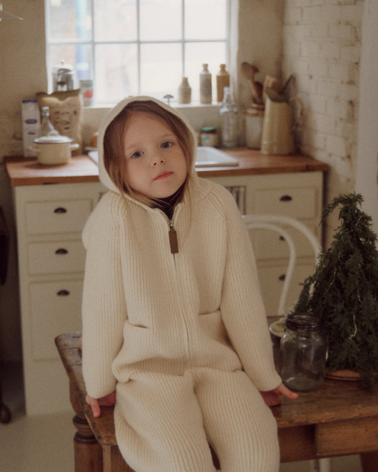 Kids W25 Knit Hooded Jacket and Flare Pants Set (3-8y) - 2 Colors