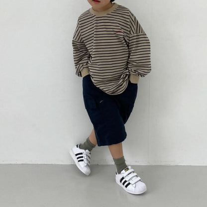 Kids S25 Good Vibes Stripe Long Sleeve Top (2-7y) - Beige - AT NOON STORE