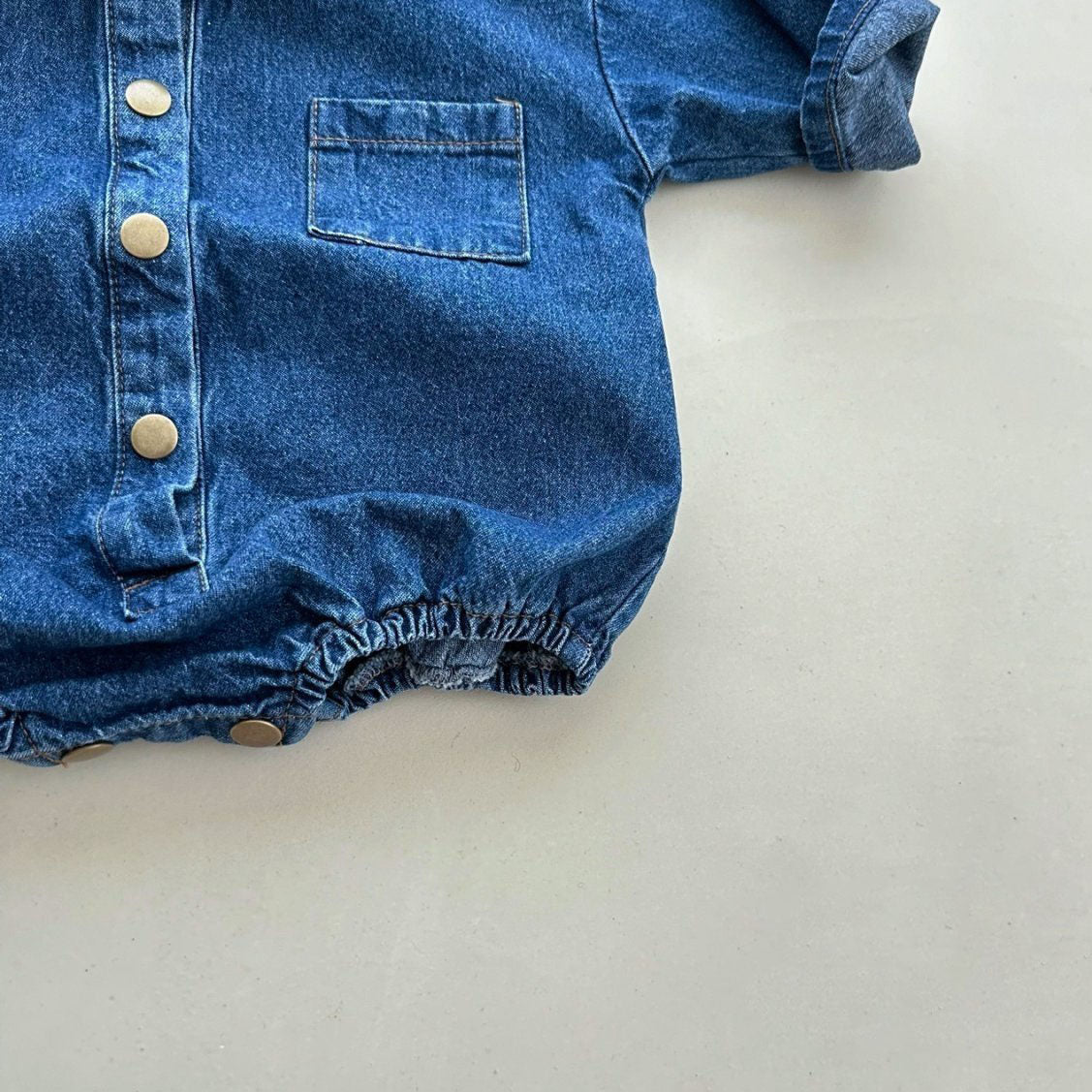 Baby Corduroy Collar Denim Shirt Romper (4-18m) - Denim