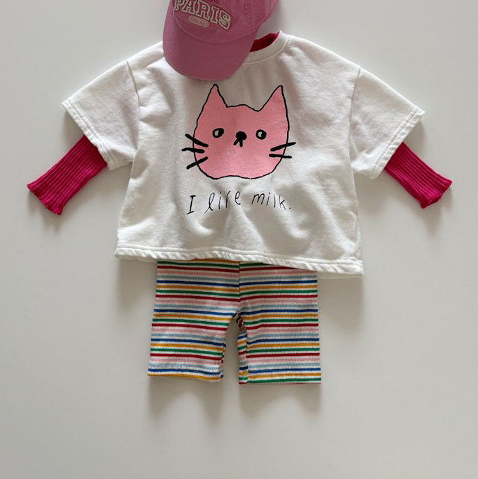 Toddler SP26 Multicolor Stripe Biker Shorts  (1-6y) - AT NOON STORE