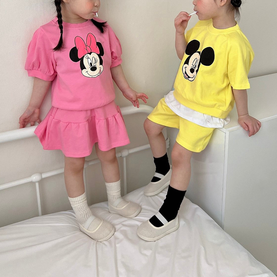 Toddler Mickey/Minnie Short Sleeve Top and Shorts/Skirt Set (1-6y) - 2 Colors - AT NOON STORE