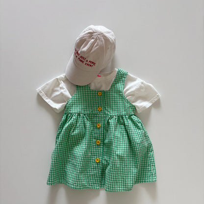 Toddler SP26 Gingham Front Button Sleeveless Dress (1-6y) - 2 Colors - AT NOON STORE