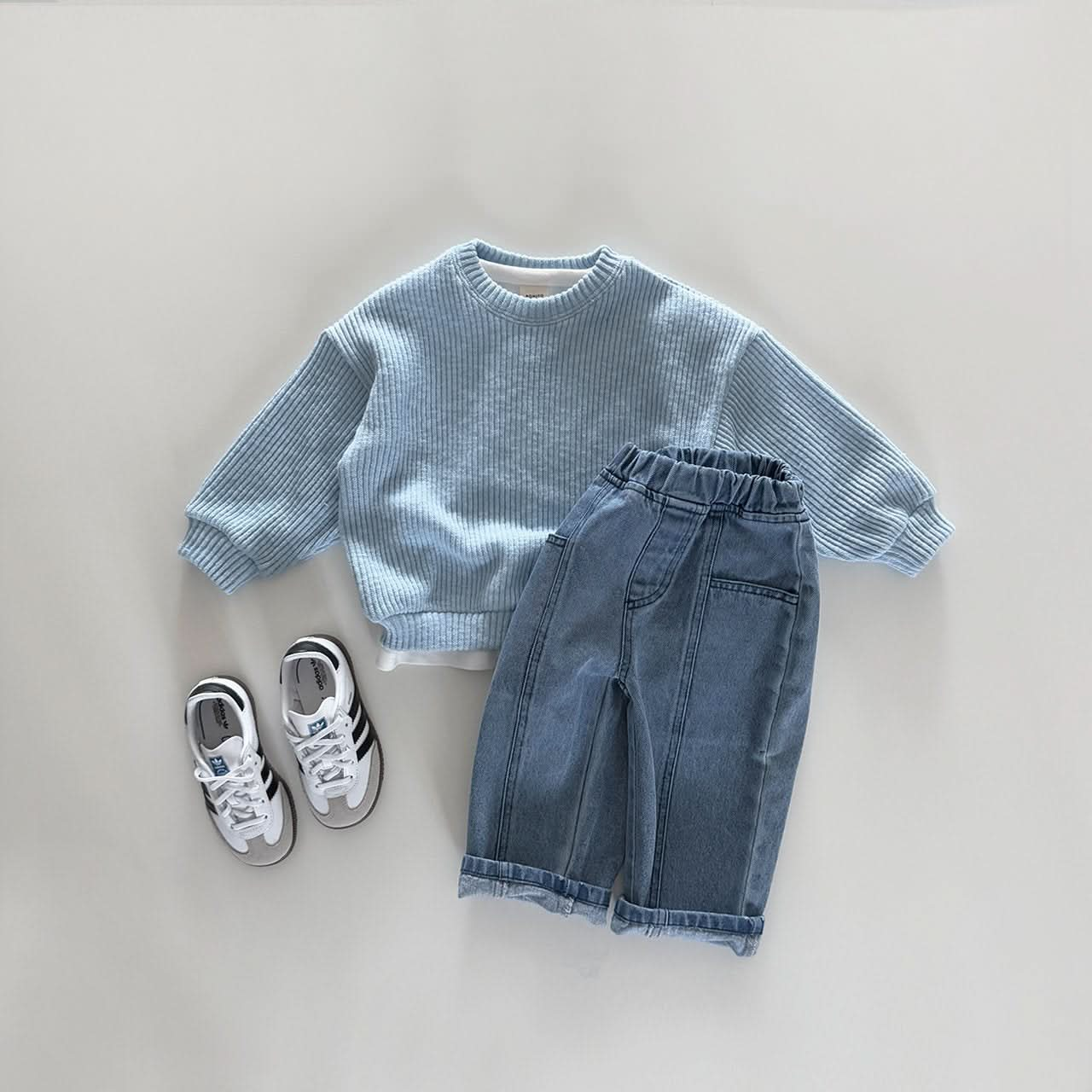 Toddler S25 Stitch Detail Denim Pull On Pants (12m-10y) - Denim - AT NOON STORE