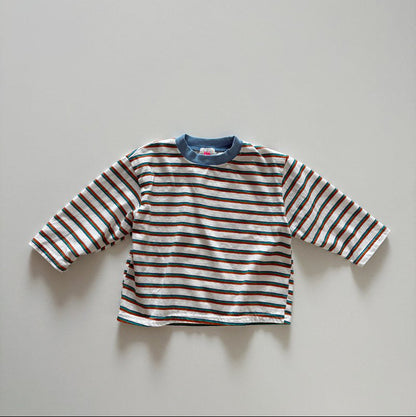Toddler SP26 Multi Stripe Long Sleeve Loose Fit Top  (1-6y) - Blue - AT NOON STORE