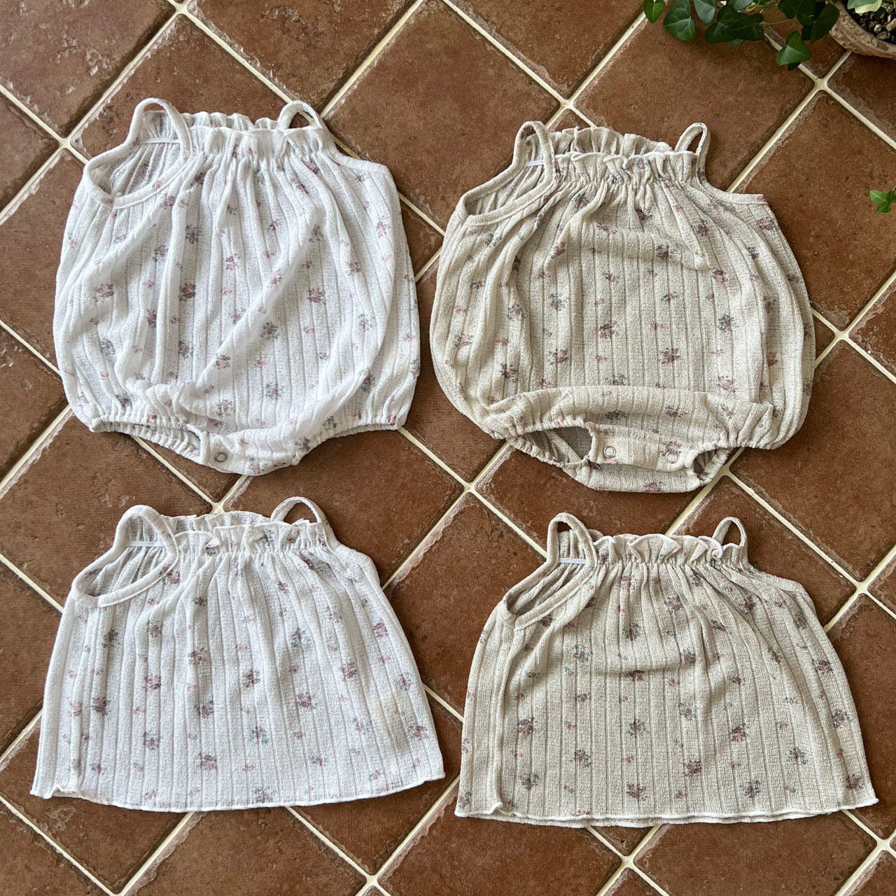 Baby Lala SS25 Floral Spaghetti Strap Bubble Romper (6-24m) - 2 Colors