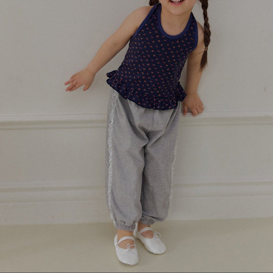 Toddler SS26 Lace Detail Jogger Pants (2-7y) - Heather Gray - AT NOON STORE