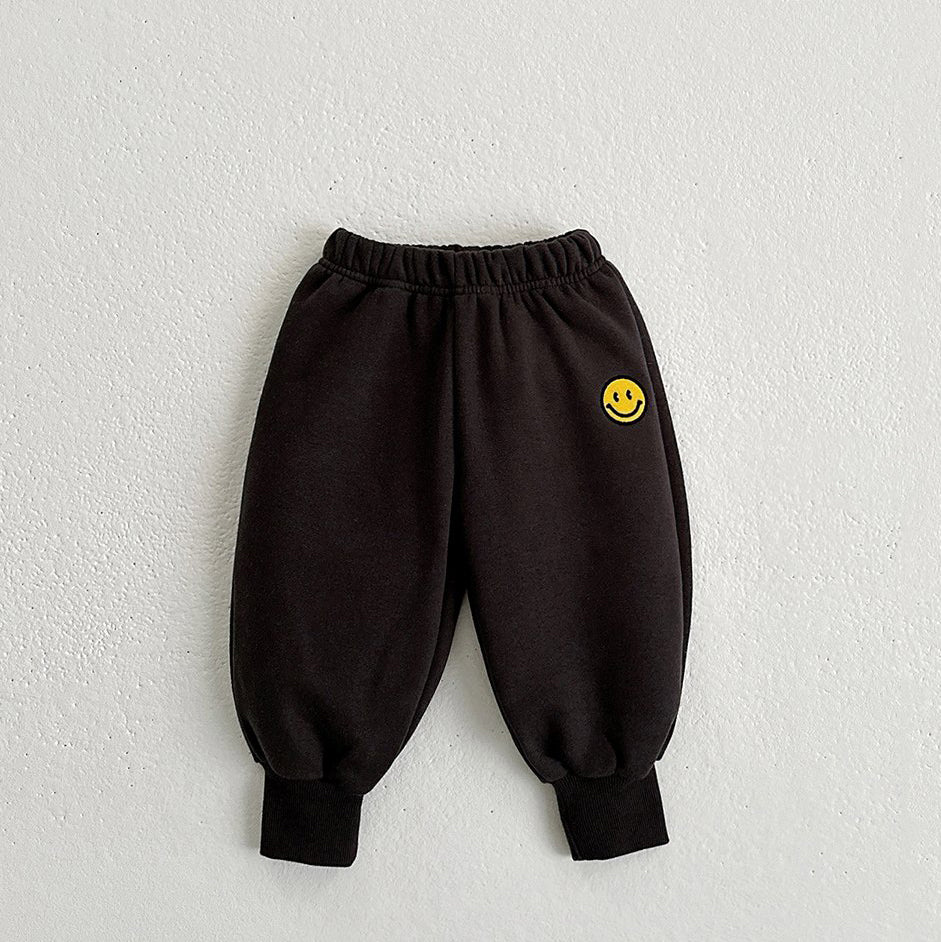 Toddler W24 Smile Patch Half-Zip Sweatshirt and Long Cuffed Jogger Pants Set (1-6y) - Black