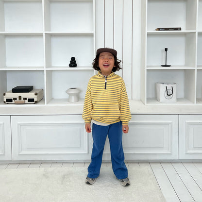 Kids SP26 Fleece Stripe Half Zip Long Sleeve Pullover (2-7y) - 2 Colors