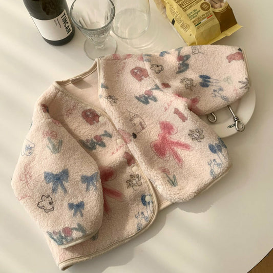 Kids W25 Crayon Art Sherpa Jacket (1-6y) - Beige