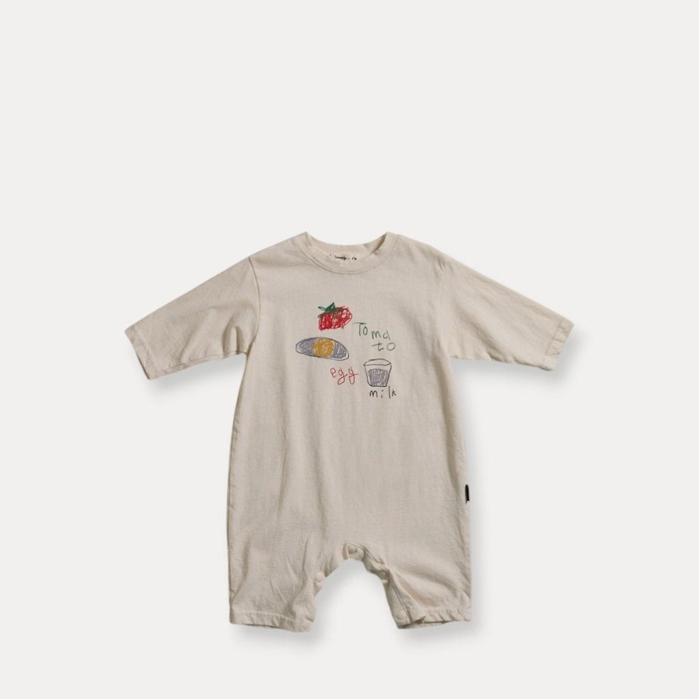 Baby F26 Tomato Egg Milk Print Long Sleeve Jumpsuit (3-18m) - 2 Colors
