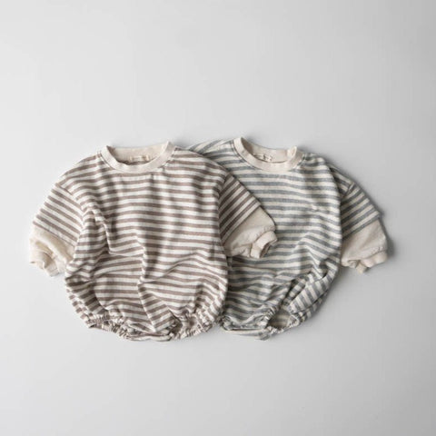 Baby Anggo Layered Sleeve Stripe Romper (3-18m) - 2 Colors