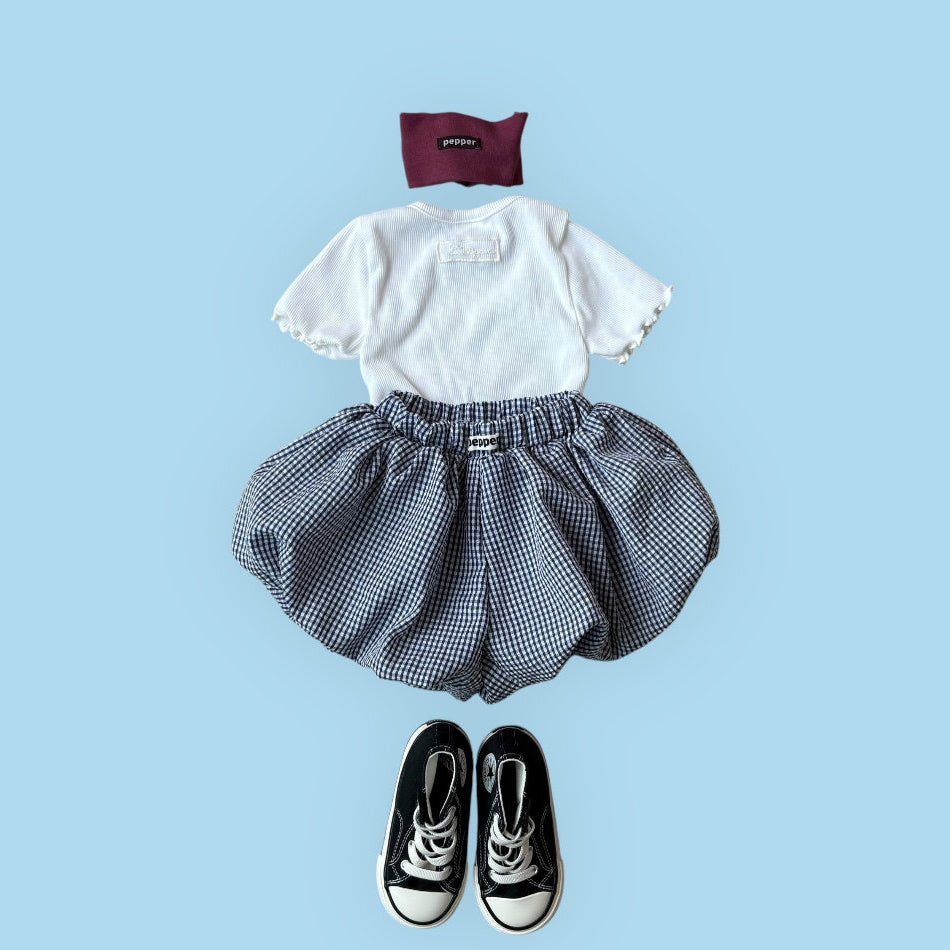 Toddler SS26 Seersucker Gingham Balloon Shorts (1-7y) - Navy - AT NOON STORE