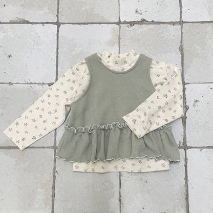 Toddler W25 Ruffle Sleeveless Peplum Top and Wide Pants Set (1-7y) - 2 Colors