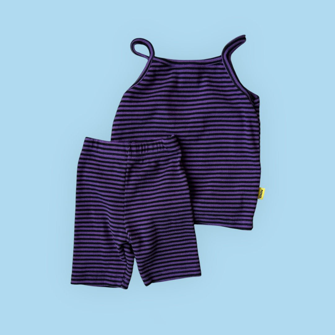Toddler SS26 Ribbed Stripe Biker Shorts (1-7y) - Purple - AT NOON STORE