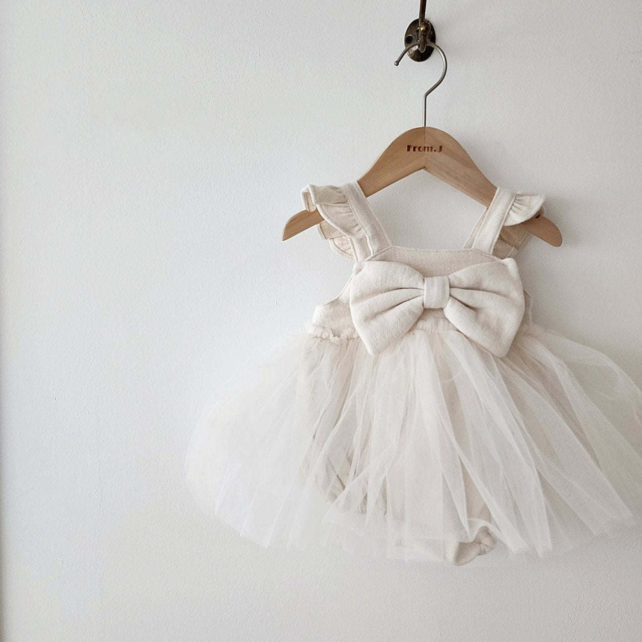 Baby Ruffle Shoulder Sleeveless Front Bow Tutu Dress Romper (3-18m) - 2 Colors - AT NOON STORE