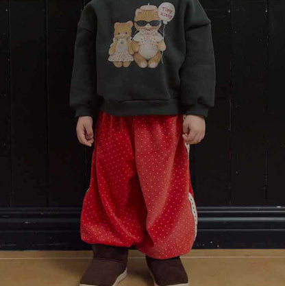 Toddler W26 Side Tape Polka Dot Velour Jogger Pants  (2-6y) - 3 Colors