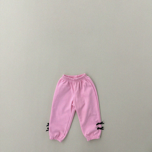 Kids Black Velvet Bow Jogger Pants (1-6y) - 2 Colors