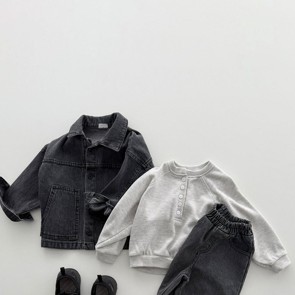 Toddler F26 Textured Henley Sweatshirt (12m-9y) - 2 Colors