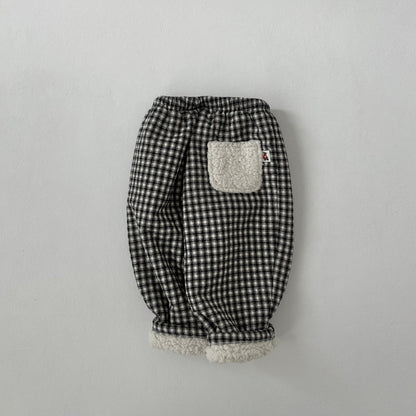 Toddler Land W25 Sherpa Pocket Plaid Pull-On Pants (1-6y) - 2 Colors