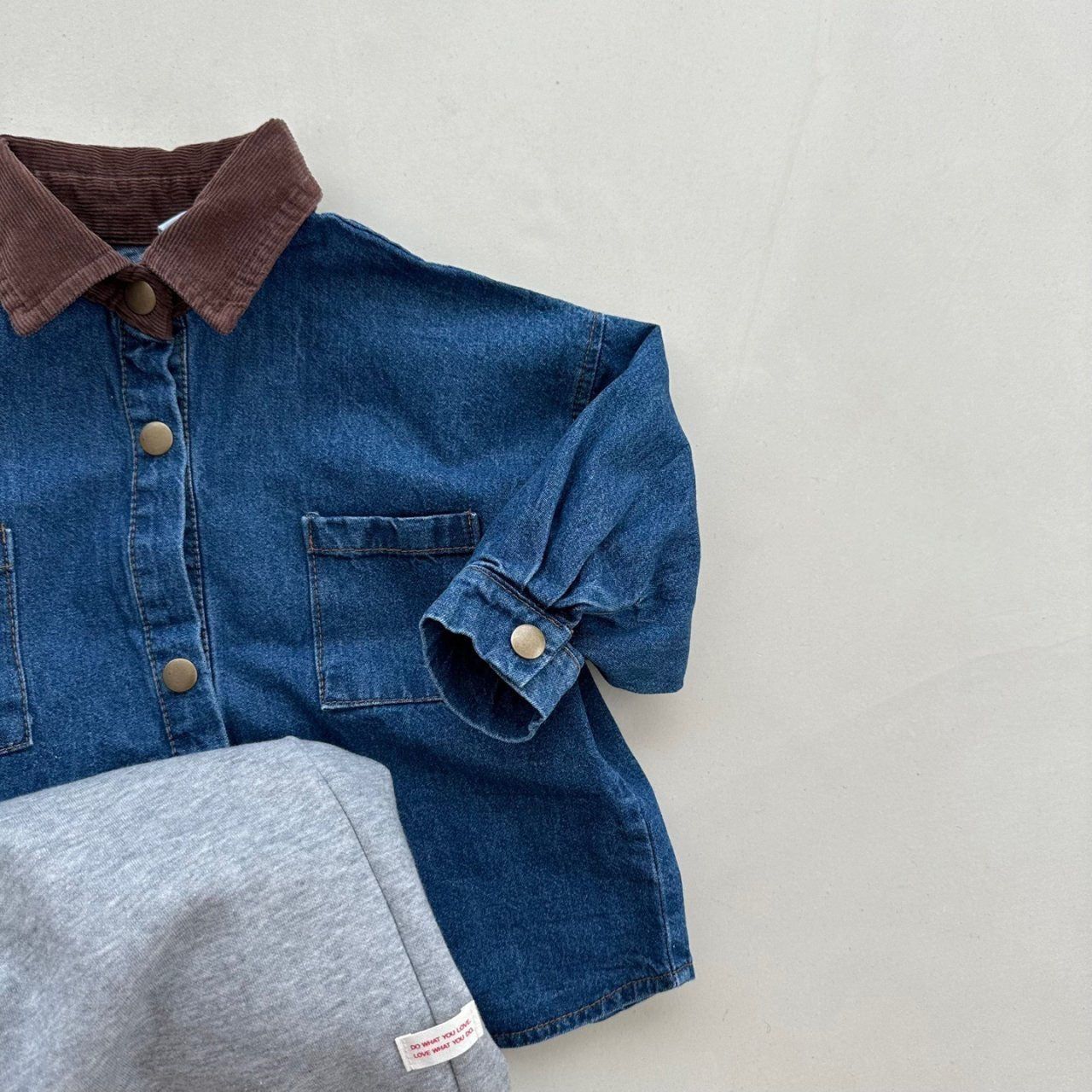 Toddler Corduroy Collar Chest Pocket Denim Shirt (2-6y) - Denim