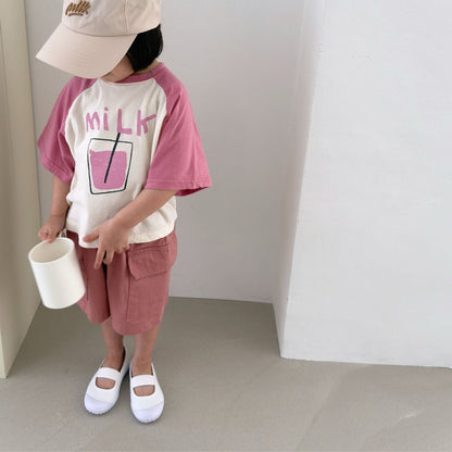 Toddler SS26 Milk Raglan Short Sleeve Top (1-7y) - 2 Colors - AT NOON STORE