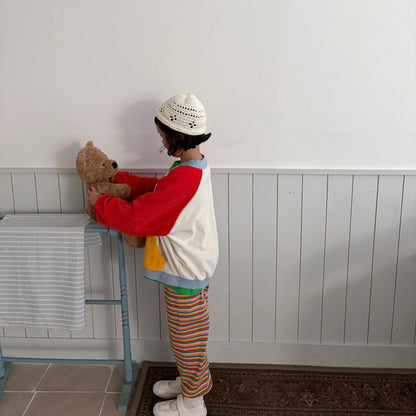 Toddler SP26 Terry Cloth Colorblock Raglan Jacket (1-6y) - Red - AT NOON STORE