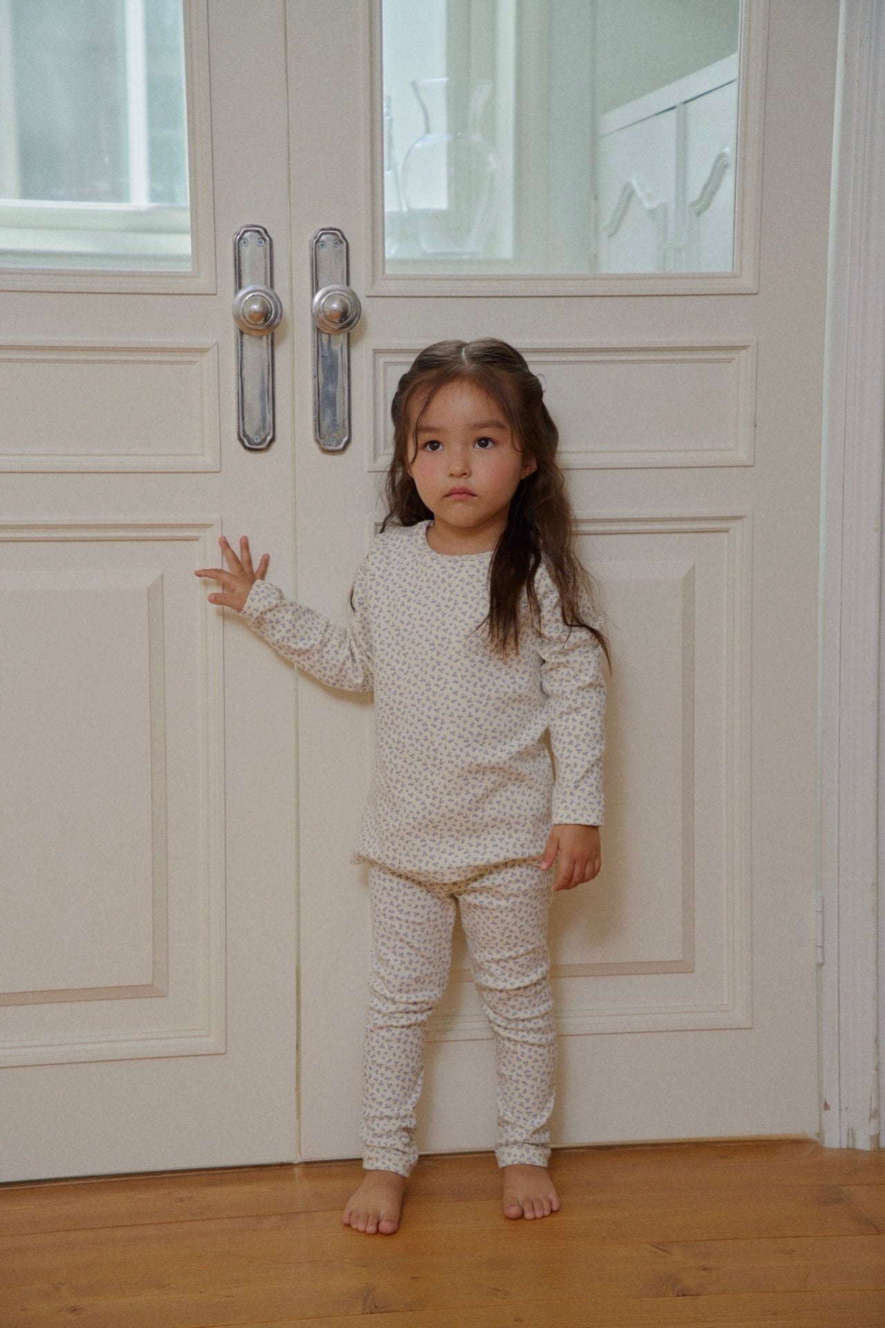 Kids F25 Floral Long Sleeve Top and Pants Set (1-6y) - Floral Ivory