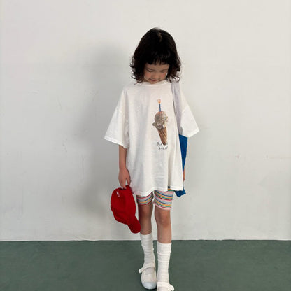 Toddler SP26 Multicolor Stripe Biker Shorts  (1-6y) - AT NOON STORE