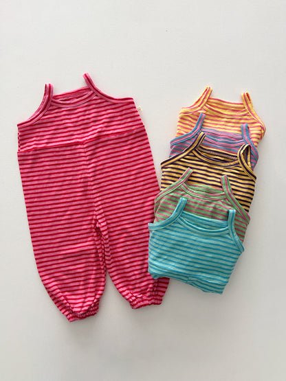 Toddler Sleeveless Stripe Jumpsuit (1-5y)- 5 Colors