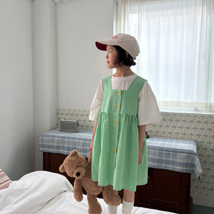 Toddler SP26 Gingham Front Button Sleeveless Dress (1-6y) - 2 Colors - AT NOON STORE