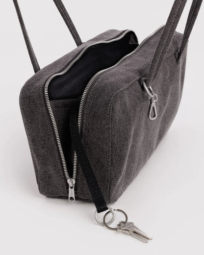 BAGGU Nylon Bowler Bag - Washed Black Denim