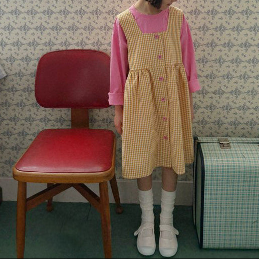 Toddler SP26 Gingham Front Button Sleeveless Dress (1-6y) - 2 Colors - AT NOON STORE